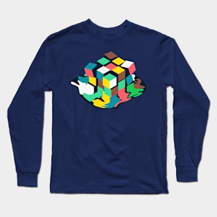 AWESOME GRAPHIC MELTING RUBIK RUBIX RUBICS CUBE Solved Rubik Long Sleeve T-Shirt